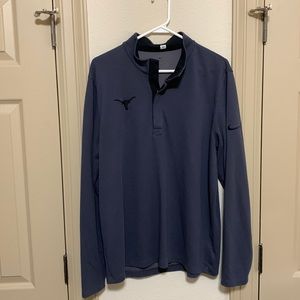 **Texas Longhorns Baseball Team Issued** Navy 3/4 zip with steerhead